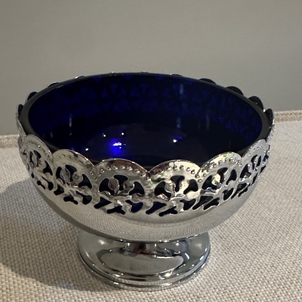 Celtic Quality England Cobalt Blue Glass Compote/jam/relish Dish